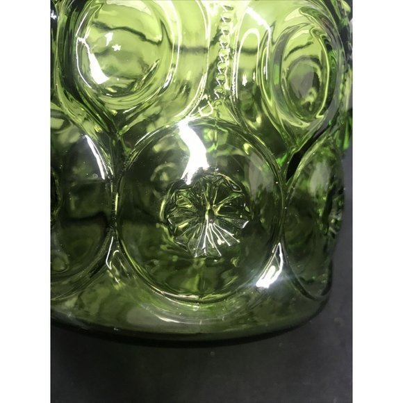 Vtg LE Smith MOON & STARS Green CANISTER / APOTHCARY JAR Glass 5 1/4” No Lid - Picture 3 of 6